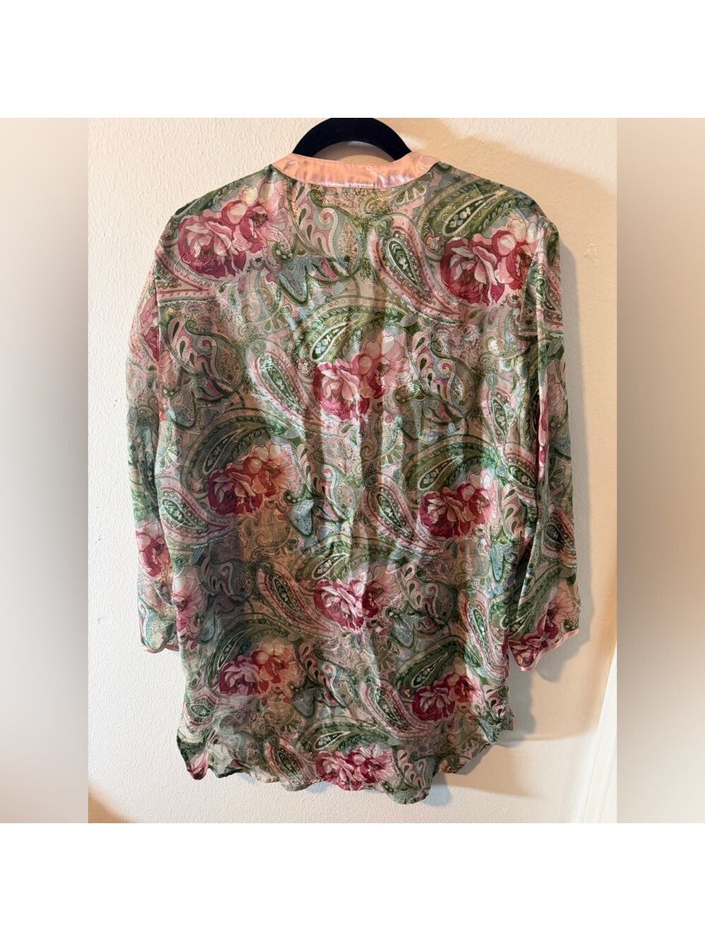 Victoria's Secret Gold Label Paisley Pink Floral Robe Nightgown Women’s P/S - Picture 7 of 10